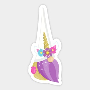 Unicorn Gnome, Garden Gnome, Cute Gnome, Hat Sticker